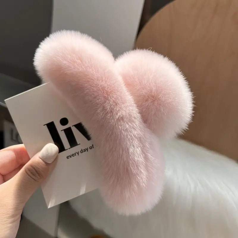 Plush Hair Clip, Cotton, 2 Pcs