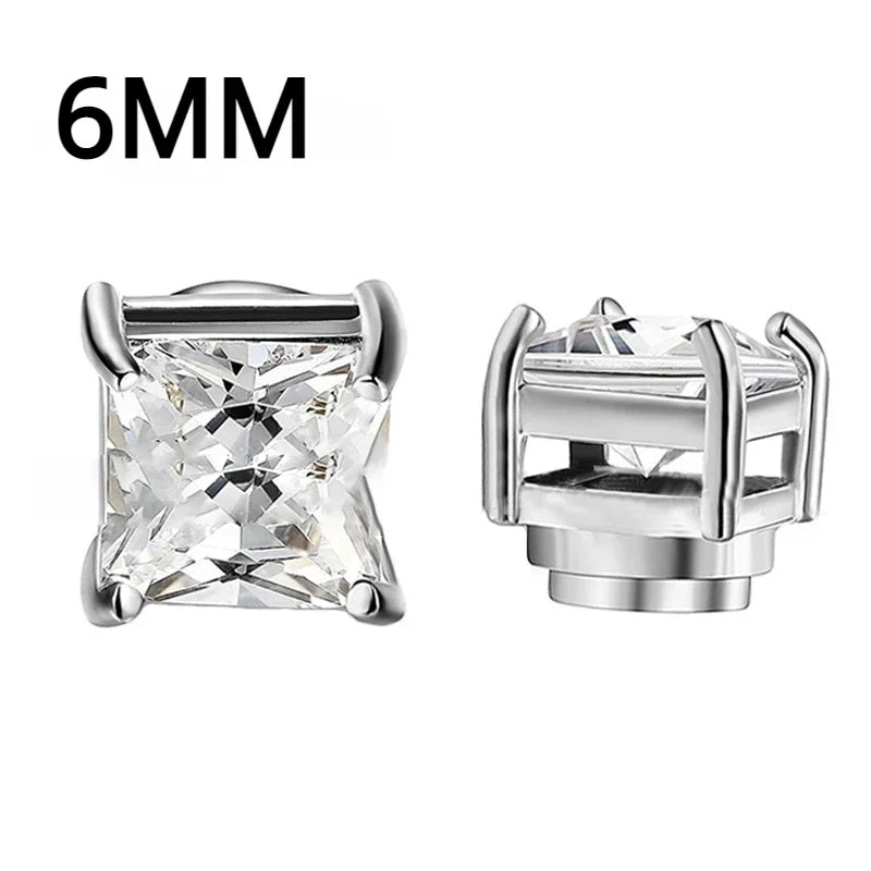 Fashion Crystal Magnetic Clip Ear Stud | Non Piercing Earrings for Men Women additional angle