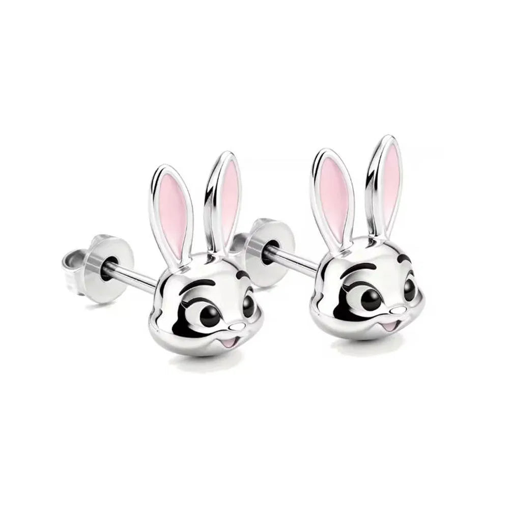 925 Silver Cartoon Duck and Teddy Bear Earrings | Cute Animal Stud Earrings for Women alternate view