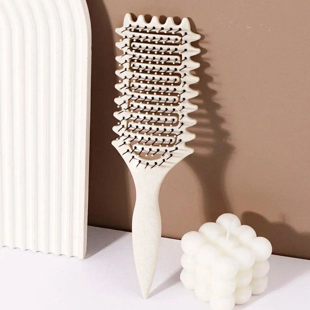 Curling Styling Brush - Hollow Massage Comb, Nylon Mane, ABS Plastic Handle, Comfor additional angle