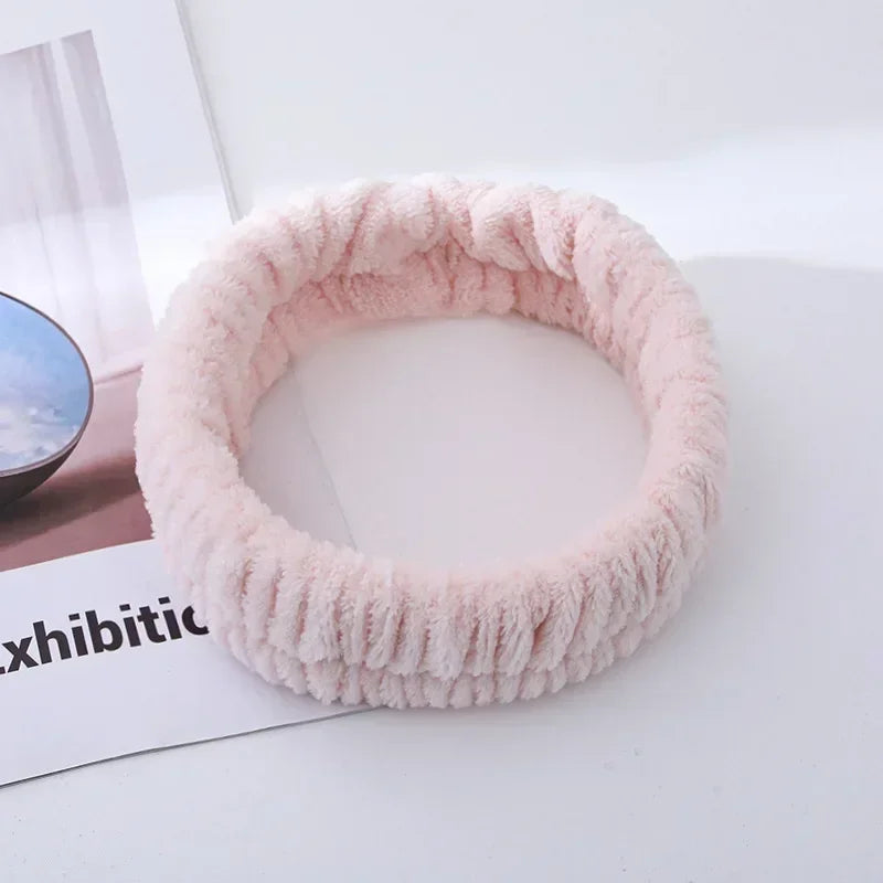 Soft Coral Fleece Headband Women Makeup Wash Face Spa Elastic Hair Band Fashion Fem additional angle