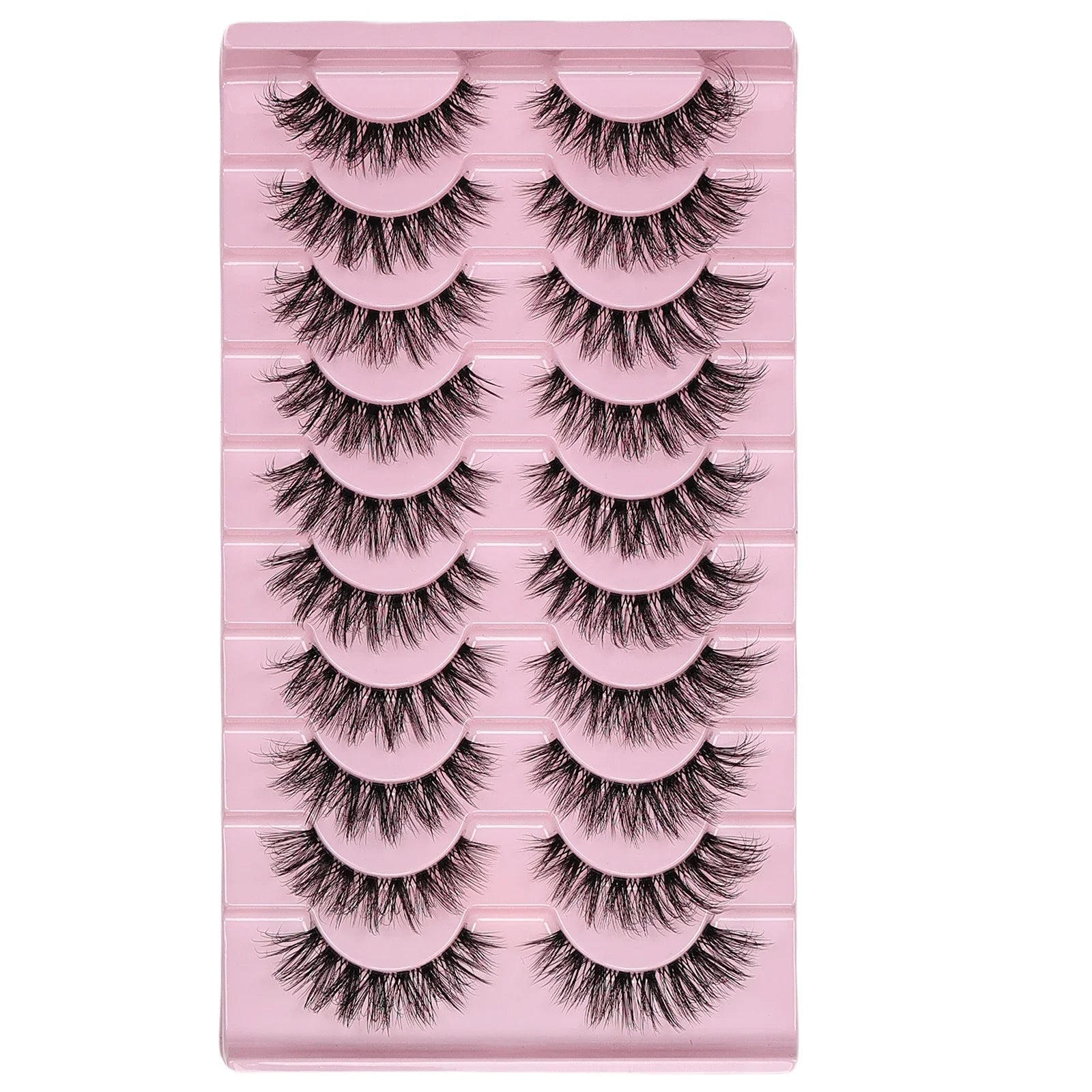 10 Pairs Natural Fluffy False Eyelashes Wispy Lashes | 3D Volume Strip Lashes D Cur additional angle