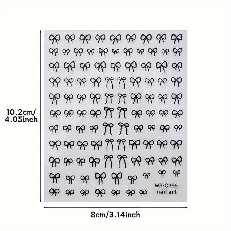 1/2pcs Black White Pink Mini Bowknot Design Nail Art Sticker Self Adhesive Lace Ribbo lifestyle view