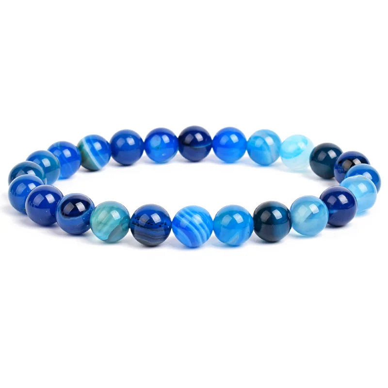 Natural Stone Beads Bracelet For Women Men Amethysts Crystal Quartzs Aquamarines Jade lifestyle view