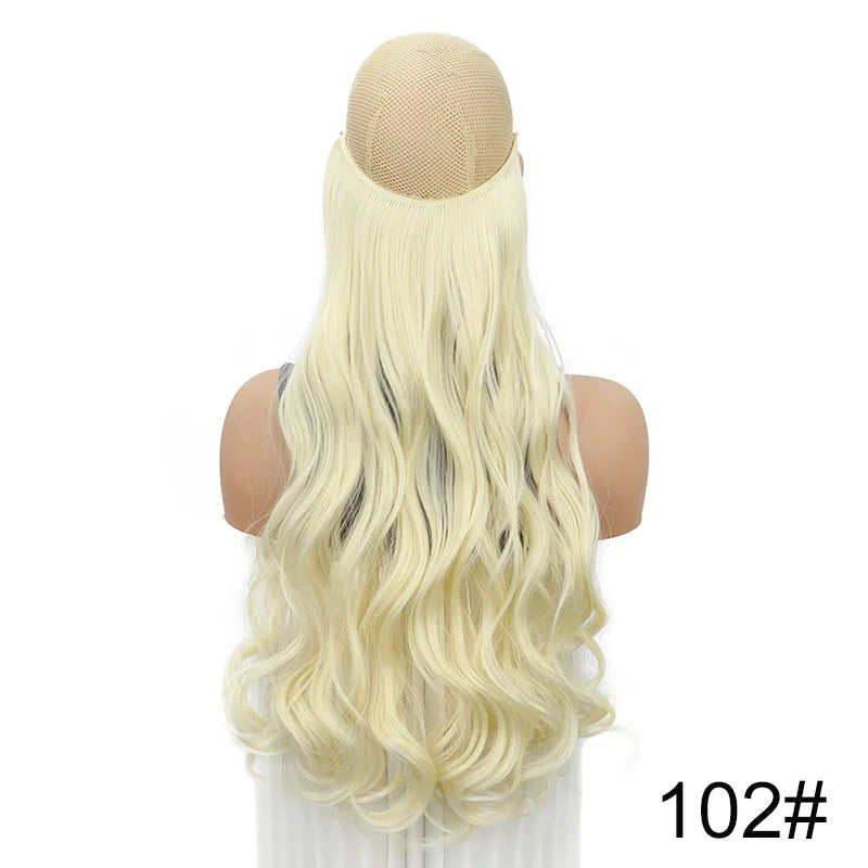 WIGSIN Synthetic One Piece No Clip Hair Extension 20Inch Long Curly Fish Line Fake Ha lifestyle view