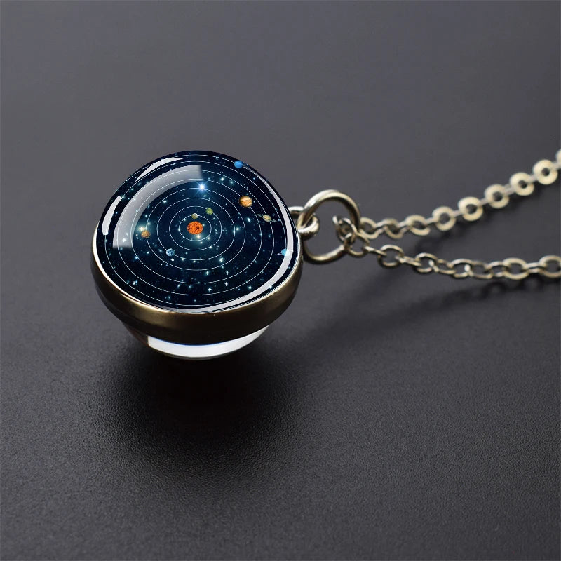 Solar System Galaxy Pendant Necklace | Unisex Astronomy Jewelry Gift alternate view