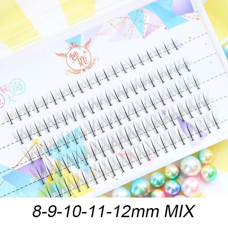 Brown Lashes A Type False Eyelashes 8-12mm | Natural Fairy Lash Clusters for Korean M alternate view