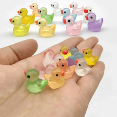30Pcs Luminous Duck Toy Glow In The Dark Miniature Resin Duck Figurines DIY Micro Fair close-up view