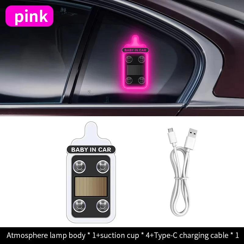 Solar Power Car Window Neon Light | USB Rechargeable Ambient Atmosphere Lamp additional angle