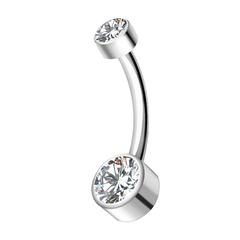 ASTM F136 Titanium Internally Threaded Navel Rings 10mm 12mm with round CZ Belly Butt alternate view