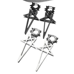 Pentagram Spike Rivet Hoop Earrings | Stainless Steel Gothic Punk Jewelry