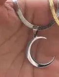 40cm+5 Exquisite stainless steel OX Moon Necklace Half Moon Blade Chain Necklaces Gol alternate view