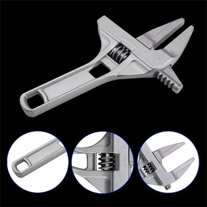 Mini Adjustable Bathroom Wrench | Strong Clamping Aluminum Spanner for Pipe Repair detail view