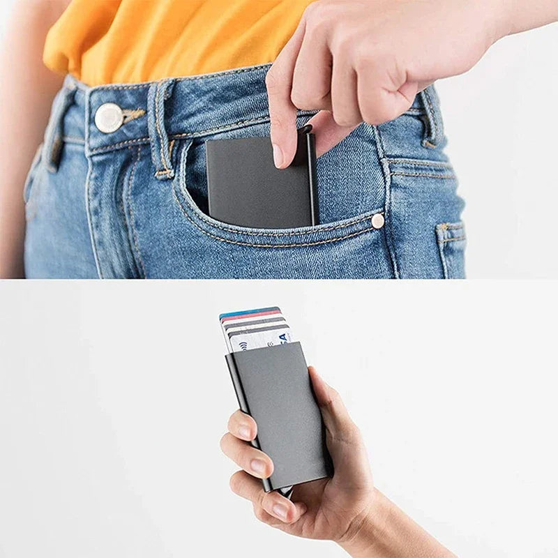 RFID Blocking Slim Wallet | Minimalist Metal Card Holder alternate view