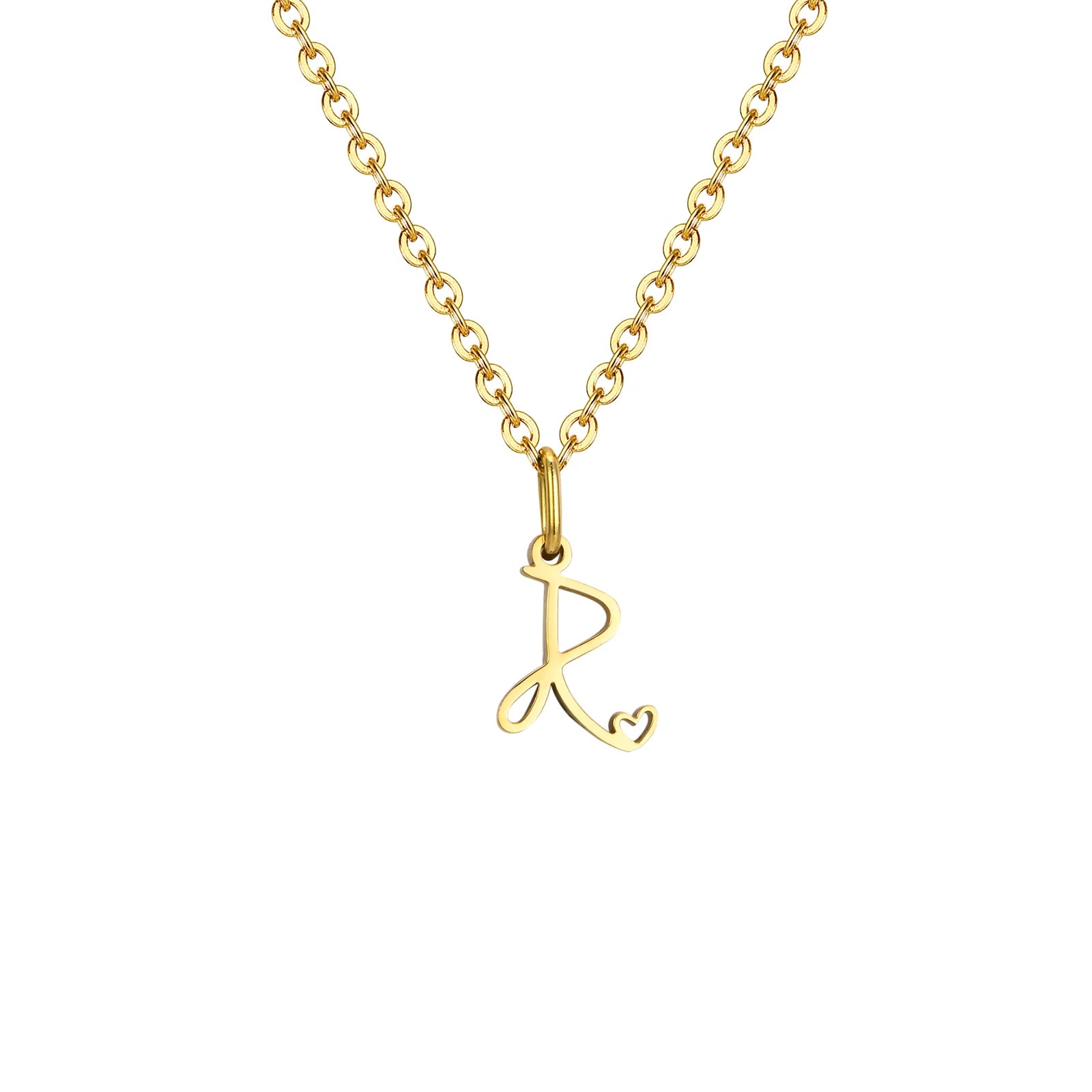 Dainty Heart Initial Necklace for Women, Gold Plated A-Z Letter Pendant, Waterproof S lifestyle view