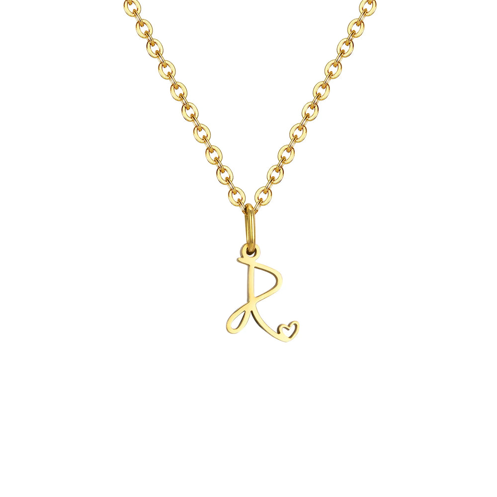 Dainty Heart Initial Necklace for Women, Gold Plated A-Z Letter Pendant, Waterproof S lifestyle view