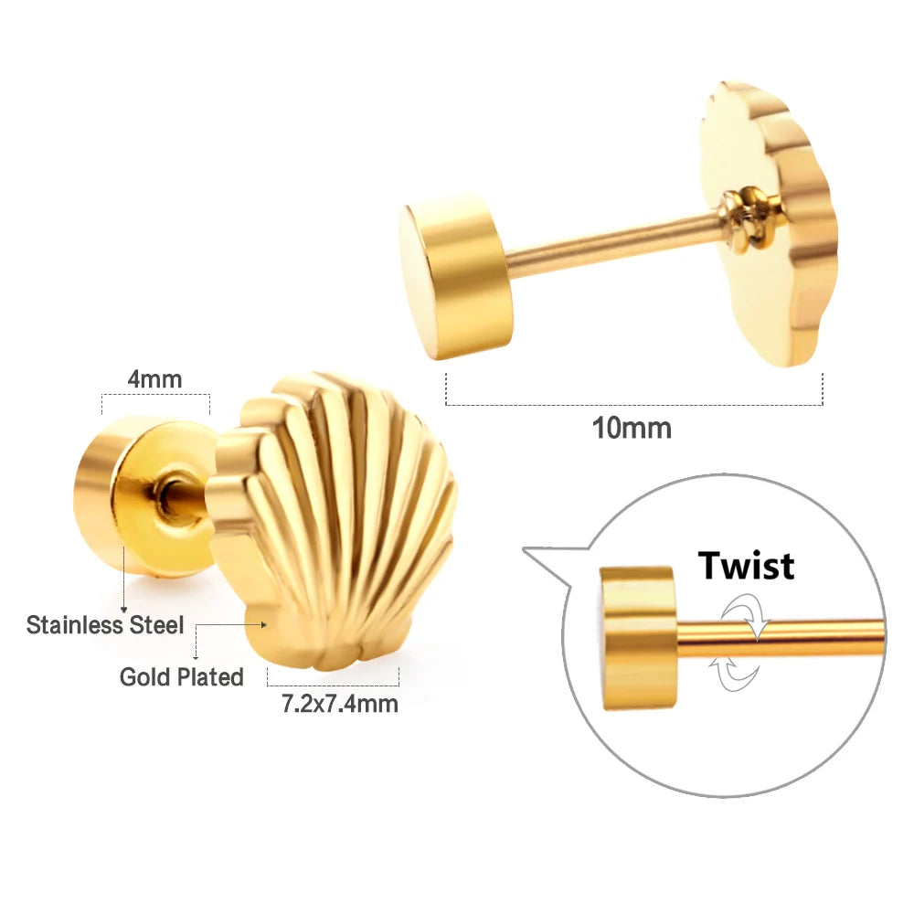 LUXUSTEEL Mini Cute Stainless Steel Stud Earrings Women Girls Heart Butterfly Rabbit lifestyle view