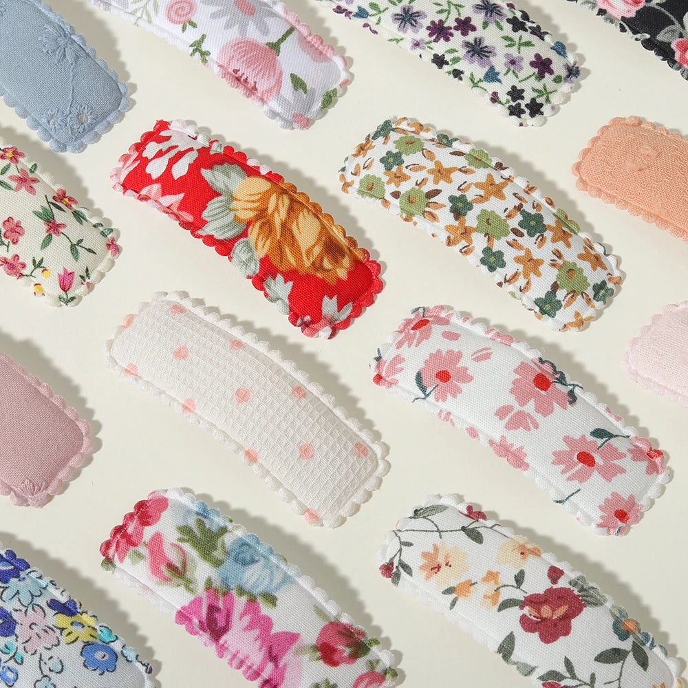 1 Set Printed Fabric Hair Clips Sweet Handmade BB Hair Clips Baby Girl Bangs Fixed Edge Clips Children's Hair Accessories Gifts