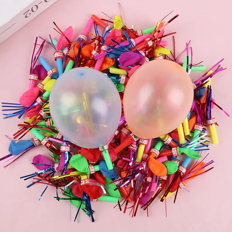 30/100Pcs Mini Blow Out Whistles with Balloon Kids Birthday Party Favors Pinata Fil additional angle