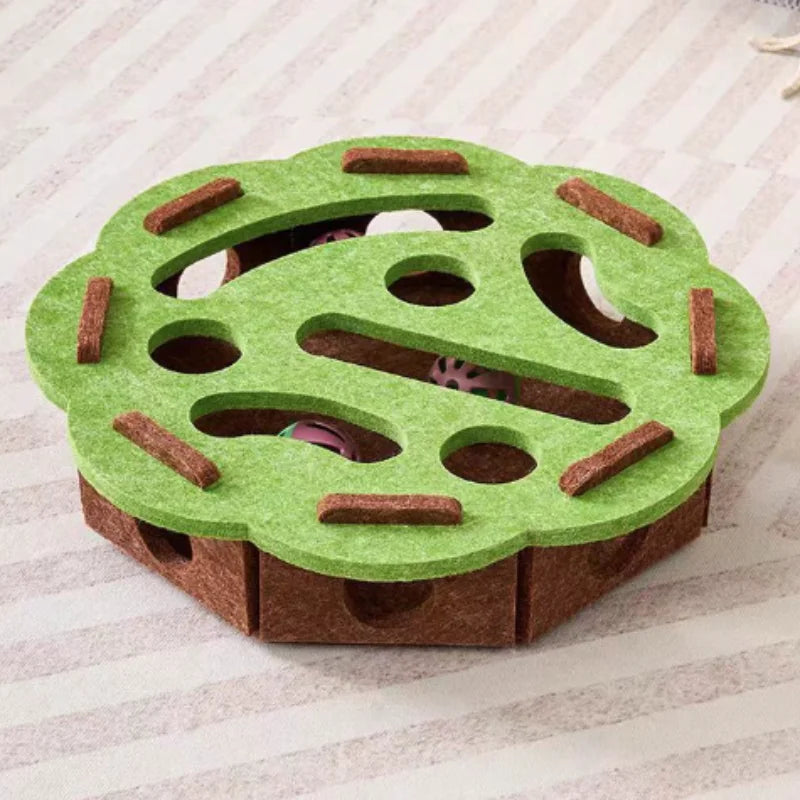 Interactive Maze Cat Toy | Felt Plush Puzzle with Bell Ball additional angle