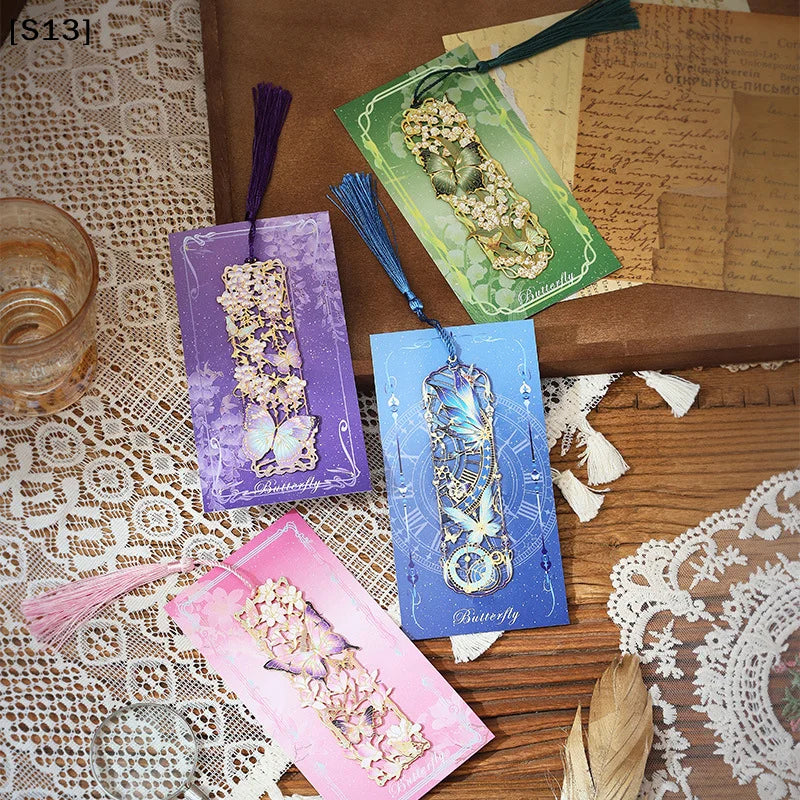 Chinese Style Tassel Hollow Butterfly Metal Bookmark Gift For Students Teachers Reading detail view