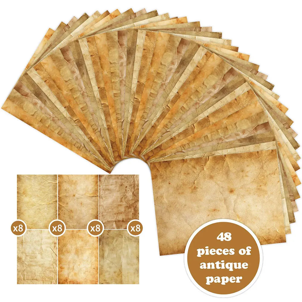 48 Sheets Vintage Scrapbook Paper Set | A4 Retro Junk Journal Collage Supplies detail view