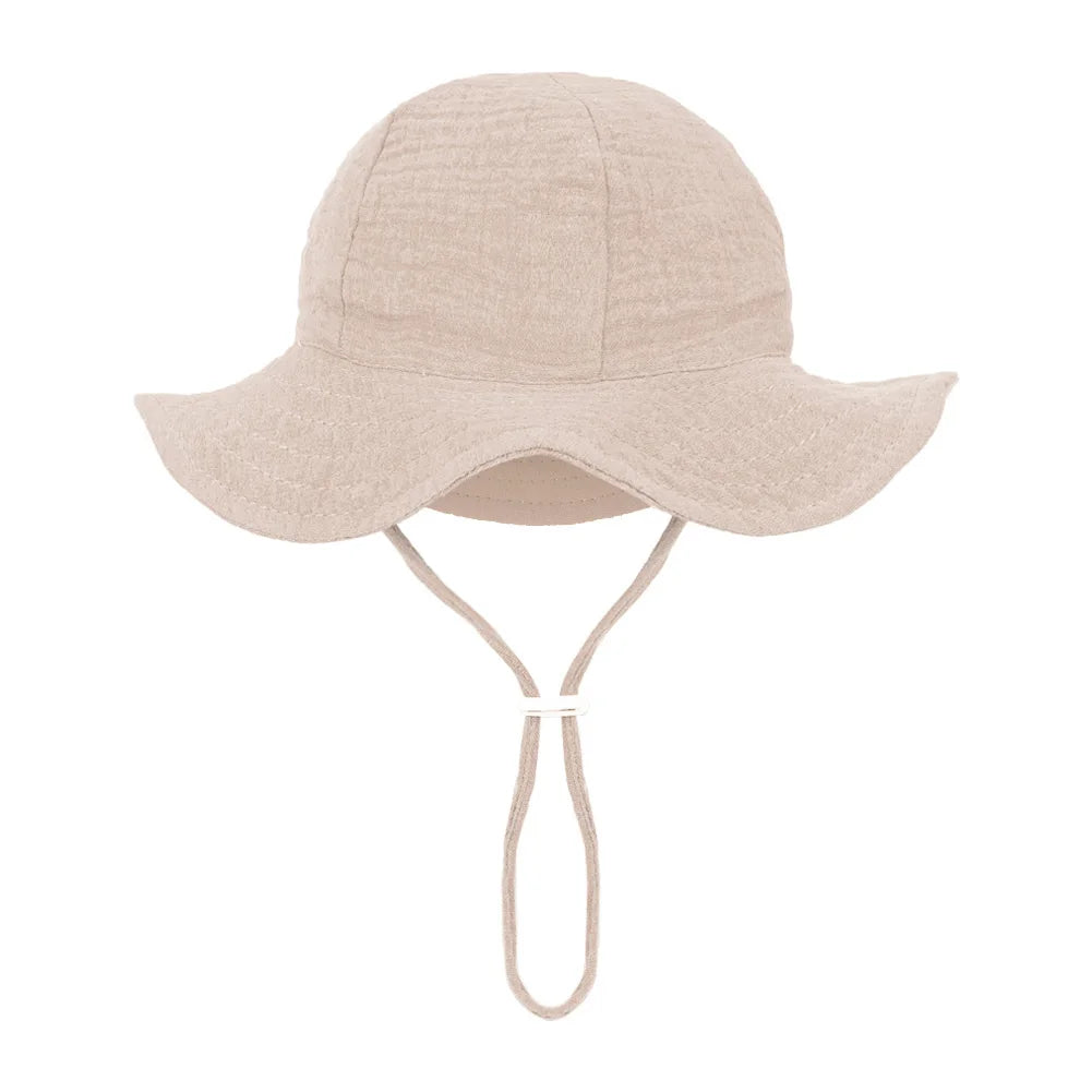 Baby Cotton Bucket Hat for Summer Sun Protection | Unisex Outdoor Panama Hat for Boys close-up view