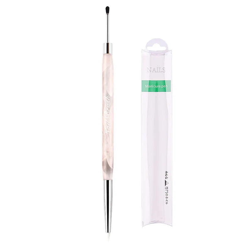 1/2Pcs Double Head Nail Art Brush Silicone Spatula Poly Nail Gel Pen Manicure Tip Ext alternate view