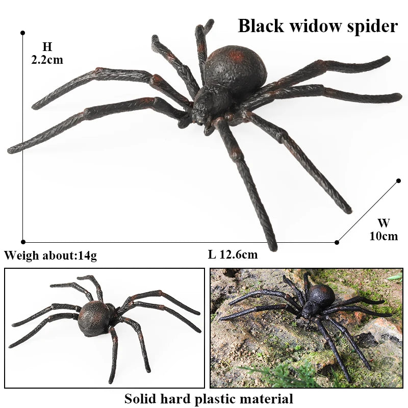 Oenux Insect Animals Model Spider Web Scorpion Bat Action Figures Figurine Miniature Cute Educational Kid Toy Halloween Gift