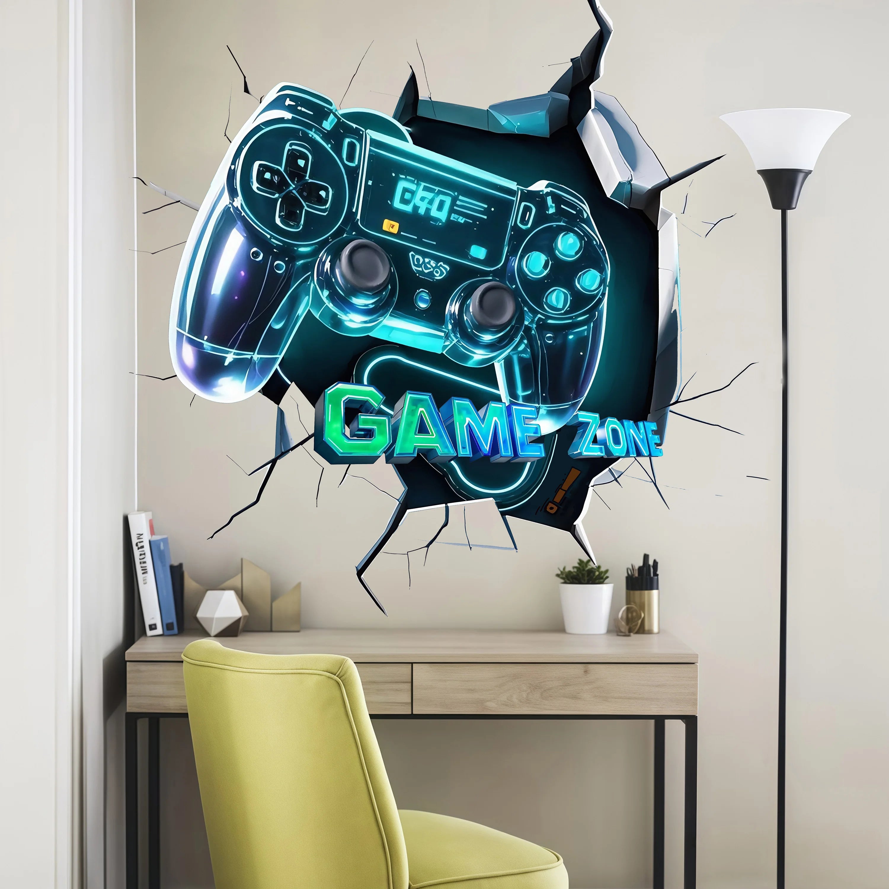 3D Visual Wall Sticker | Game Console Atmosphere Decal detail view