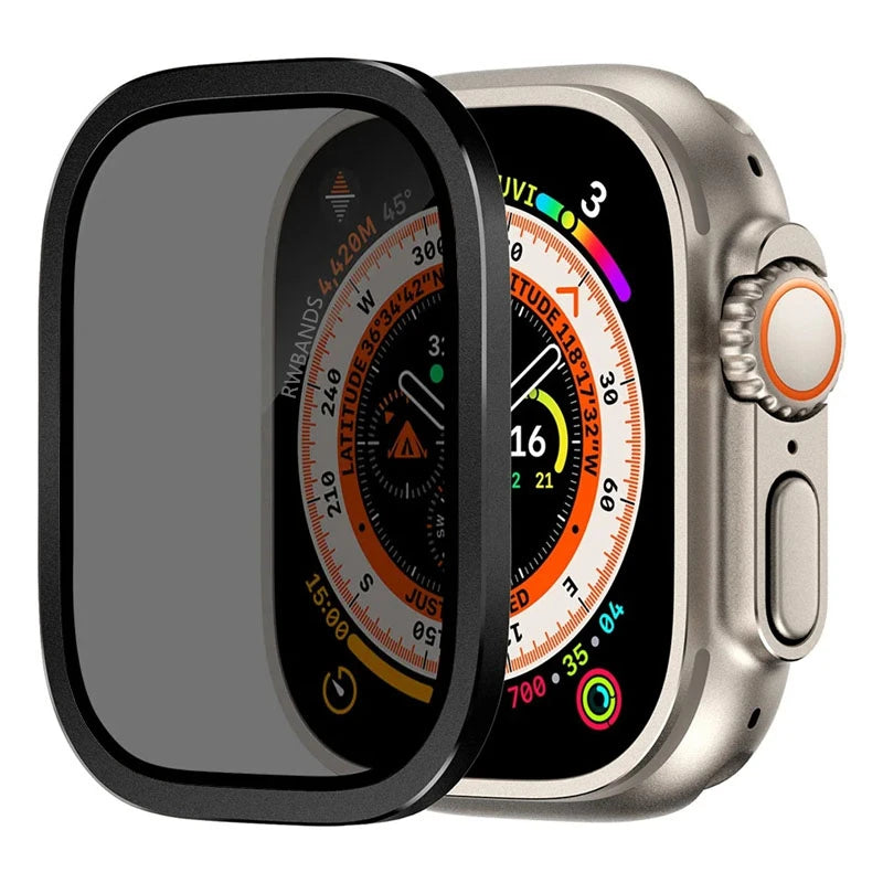 Aluminium Alloy Case+Tempered Glass for Apple Watch Ultra 2 49mm Anti-Scratch Screen Protector for iWatch Ultra 49mm Cover Film