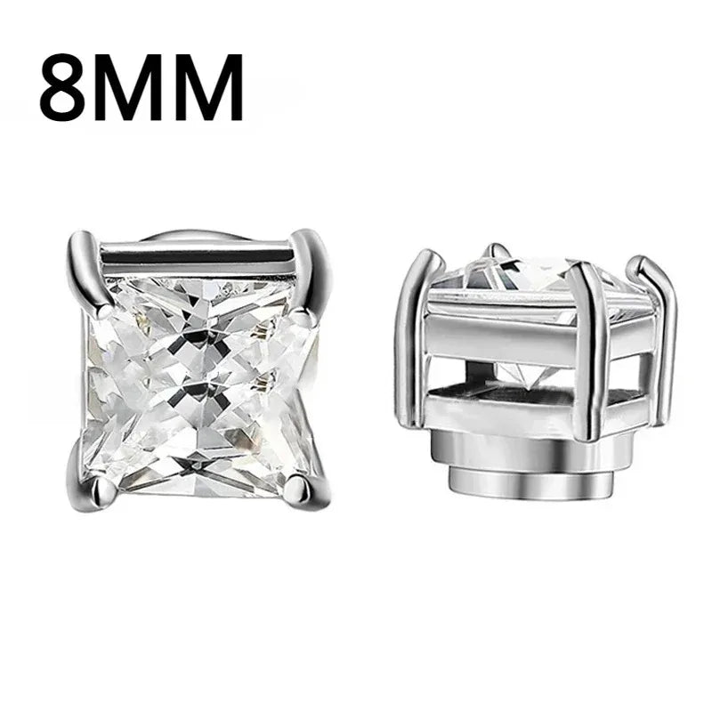 1Pairs Crystal Strong Magnetic Ear Stud Clip Earrings for Men Women, Punk Round Zirco alternate view