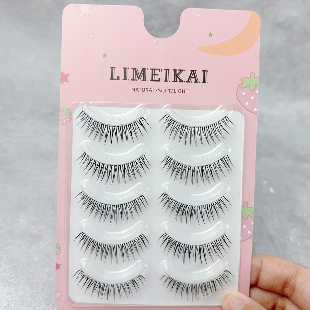 5 Pairs Short False Eyelashes Hard Stem Natural Look Daily Wear | Nude Makeup Lashe additional angle