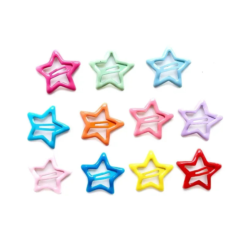 10pcs Colorful Star BB Hair Clips Girls Y2K Cute Star Barrettes Women Simple Metal Sn lifestyle view