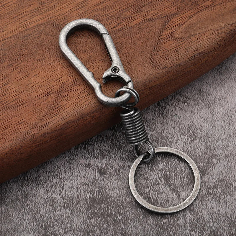Vintage Brass Keychain Lanyard Snap Hook | Manual Rotate Carabiner Clip close-up view