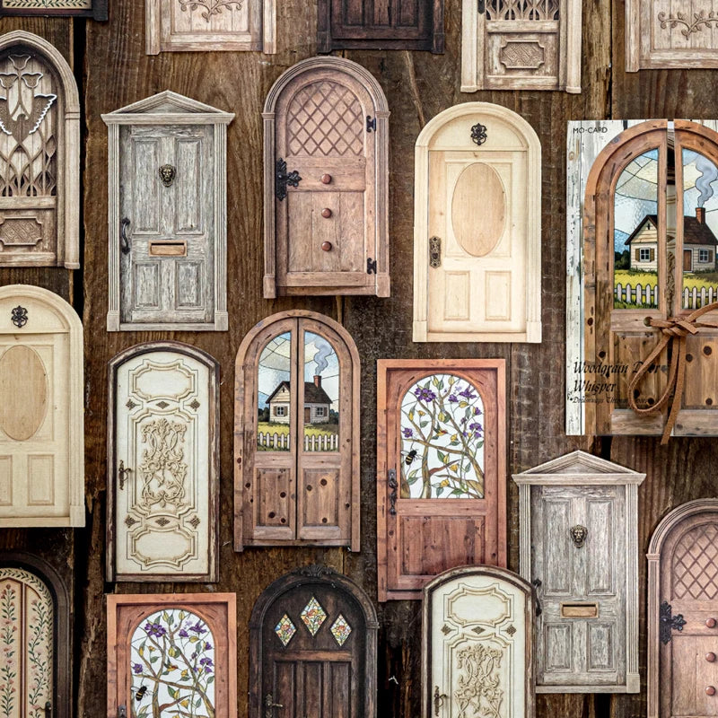 Mr.Paper Door to Dream Series White Kraft Paper Hollow Collage Cards | 20 Pack close-up view