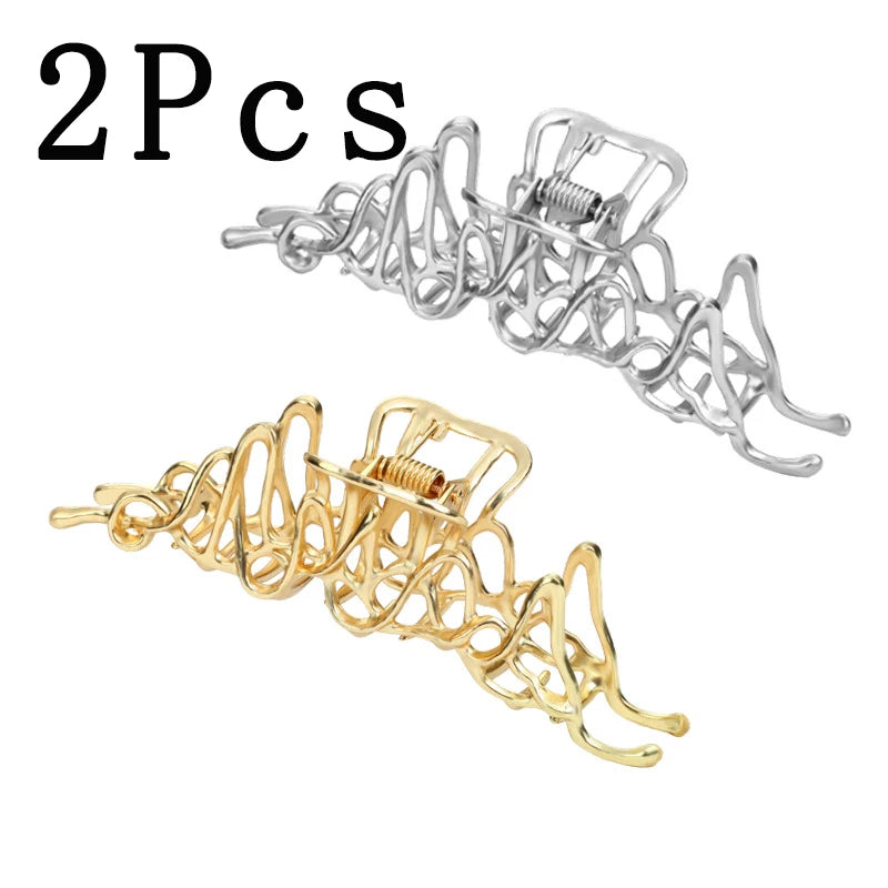 Large Metal Hair Claw Clip Irregular Hairpins Punk Style Hair Claws Barrettes Women Vi close-up view