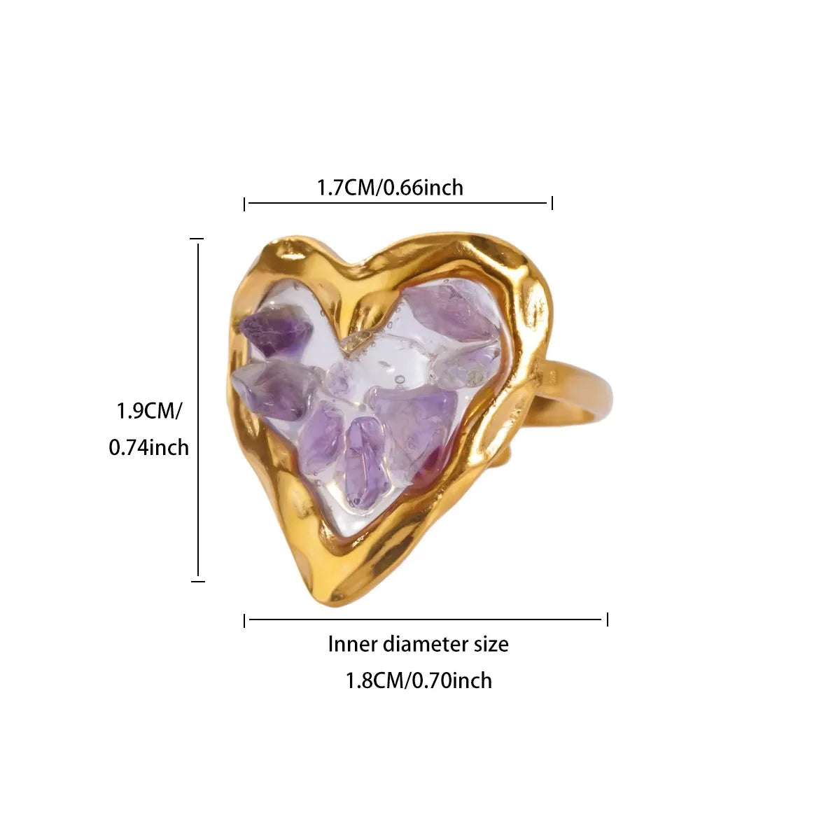 Zircon Geometric Heart Rings For Women Stainless Steel Gold Color Wedding Ring Luxu additional angle