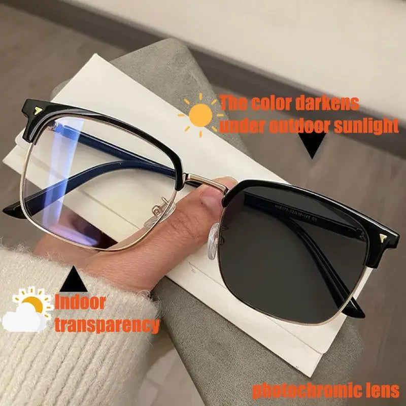 Ultra Light Square Photochromic Sunglasses | Replaceable Lens Eyewear for Men and Wom lifestyle view