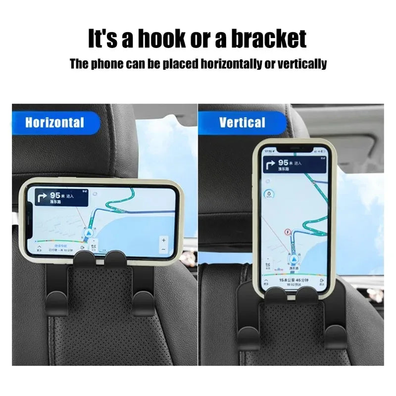 1pcs Multifunctional Car Seat Back Hook Double Head Phone Hanger Headrest Hanging Bag lifestyle view