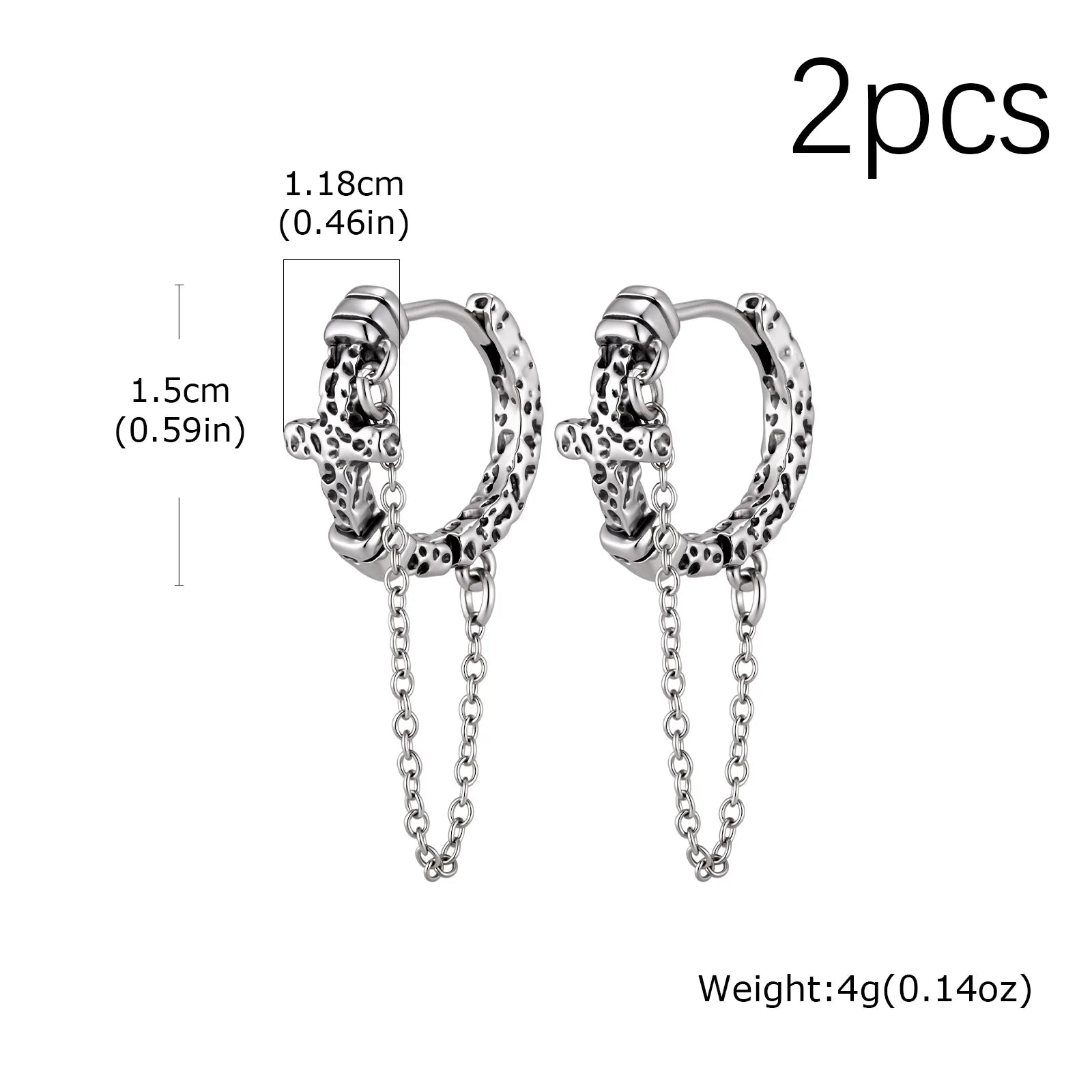 Vintage Cross Hoop Earrings for Men,Rock Punk Gothic Metal Pierced Huggies Earrings,P alternate view