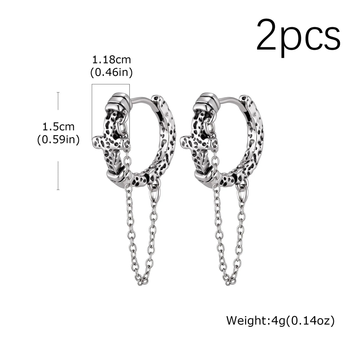 Vintage Cross Hoop Earrings for Men,Rock Punk Gothic Metal Pierced Huggies Earrings,P alternate view