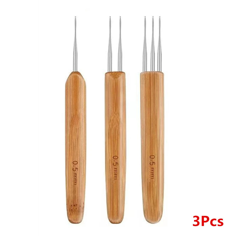 1Pc 0.5mm/0.75mm Dreadlock Crochet Hook Wood Crochet Needles Hair Dreadlocks Tool for lifestyle view