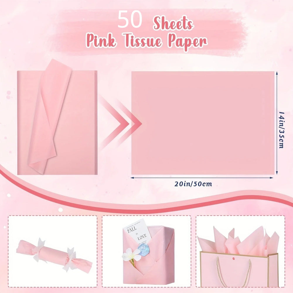 50 Pink Snowflake Gift Wrapping Paper | 50x35 cm Festive Wrapping Sheets lifestyle view