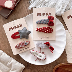 2025 New Year Cute Red Bow Hairpins Children Girls Kid Hair Clips Pin Barrettes Accessor detail view