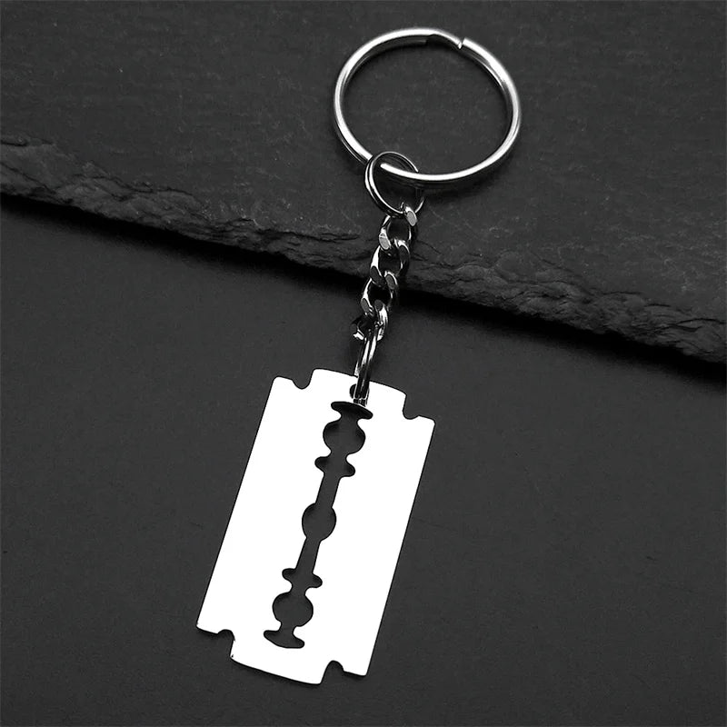 Gothic Blade Razor Pendant Necklace | Stainless Steel Black Goth Men's Chain additional angle