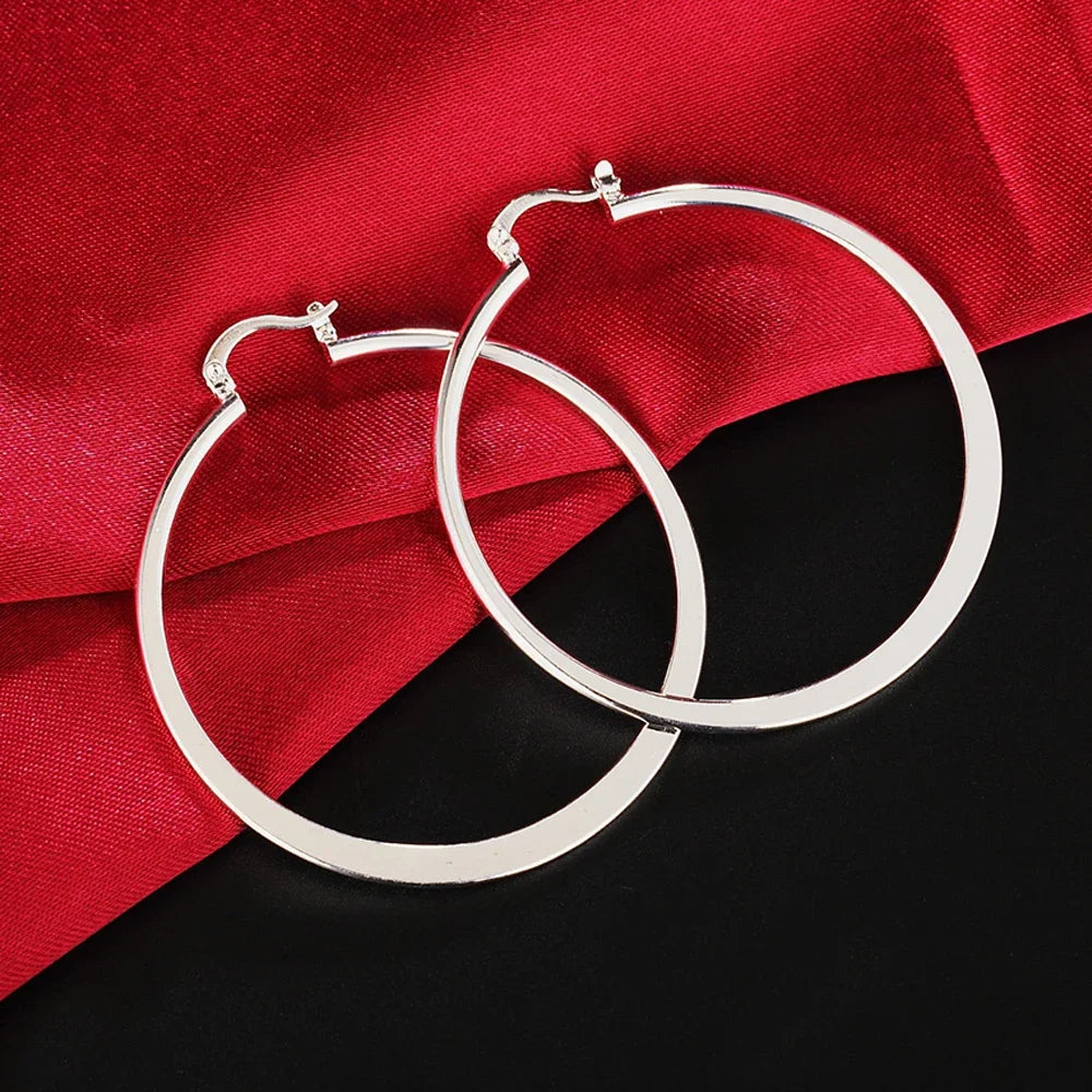 Top Quality 925 Sterling Silver Earrings Simple Round Circle Hoop Earrings For Woman Fas detail view