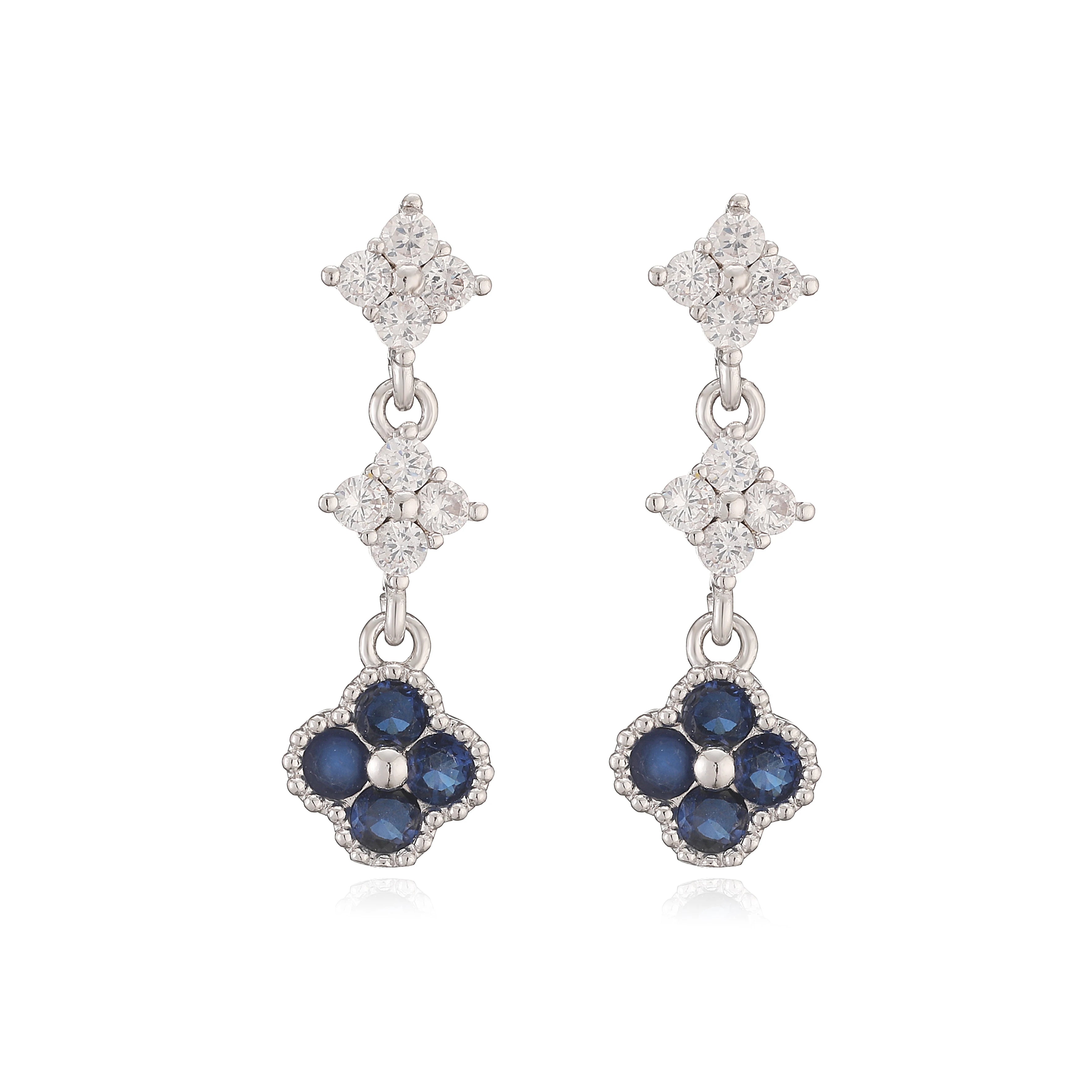 HECHENG,Sparkling Zirconia Stud Earrings Floral Tassel Earrings French Banquet Styl additional angle