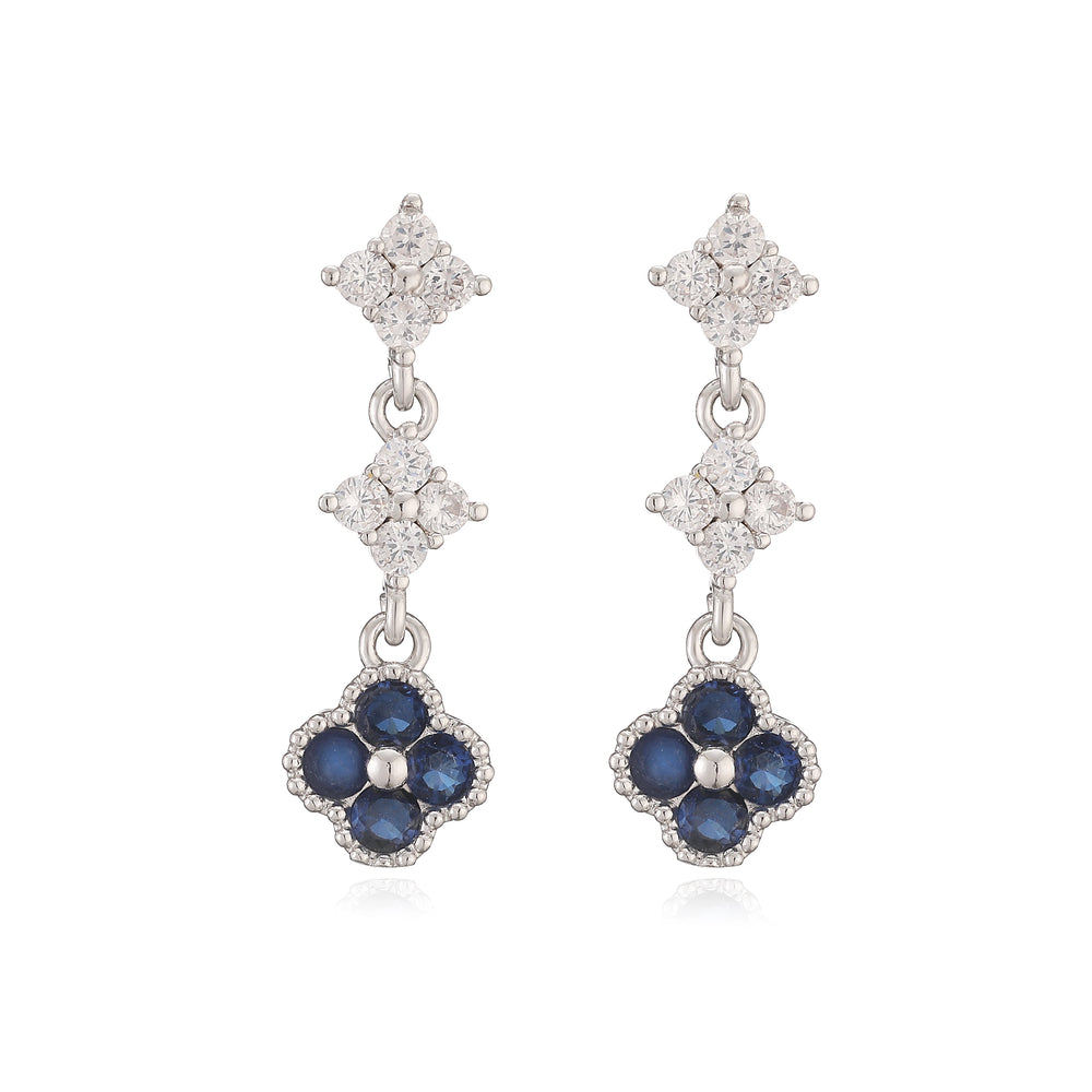 HECHENG,Sparkling Zirconia Stud Earrings Floral Tassel Earrings French Banquet Styl additional angle