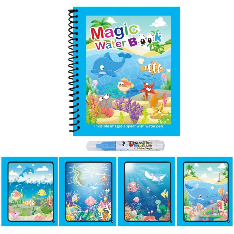1pcs Kids Graffiti Picture Book With Refillable Water Pen Magic Water Painting Book additional angle